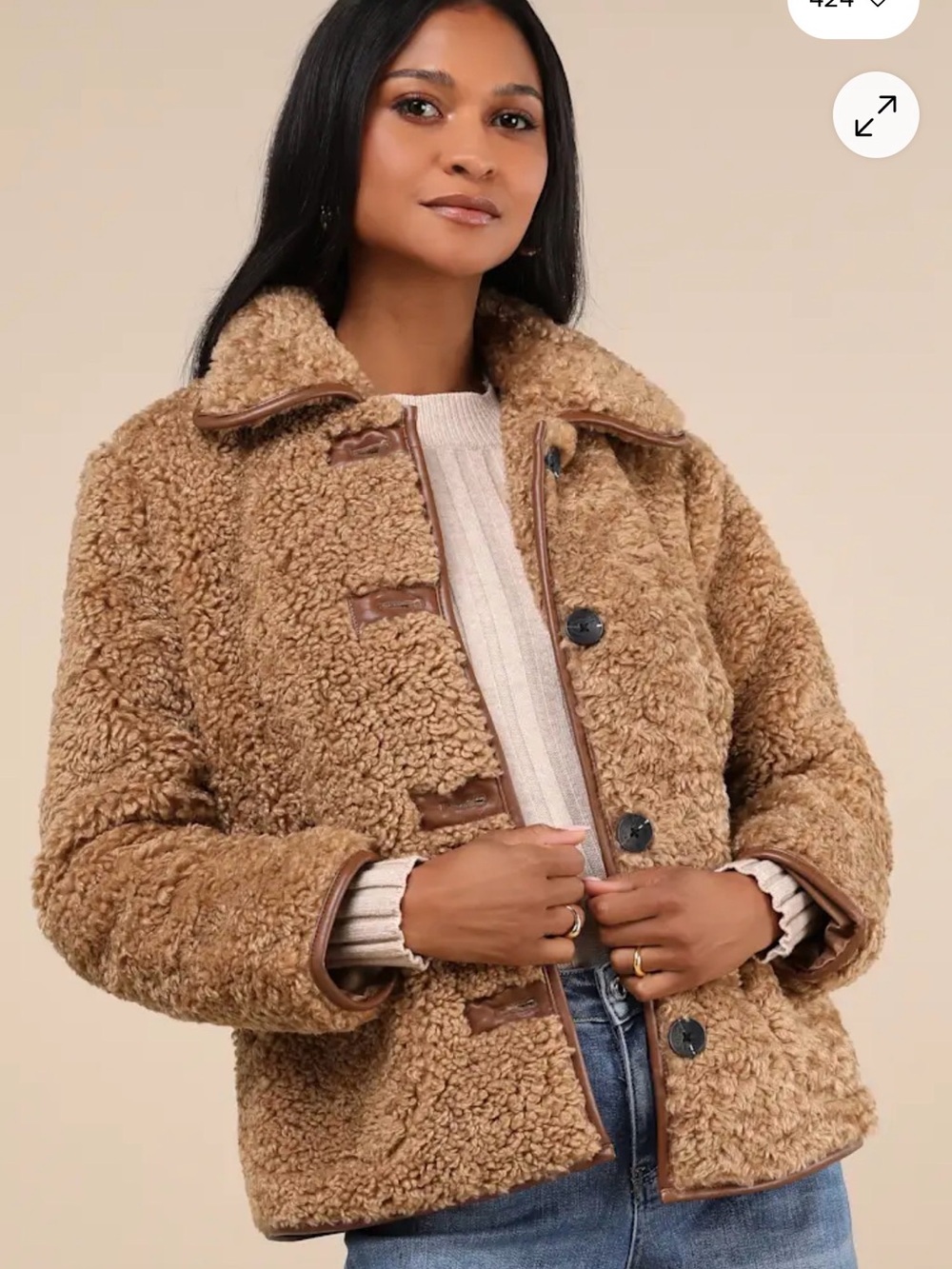 Avec Les Filles Cozy Teddy Sherpa Jacket. size large.